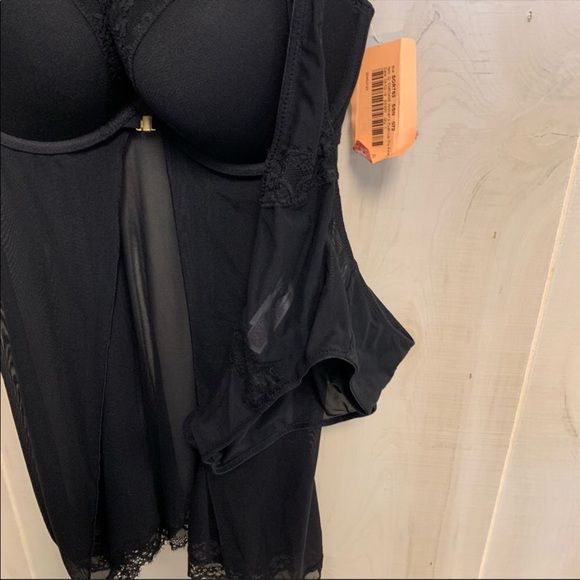 Gilligan & O’Malley Size Medium Black Sheer Intimate Push-Up Babydoll - Picture 7 of 7